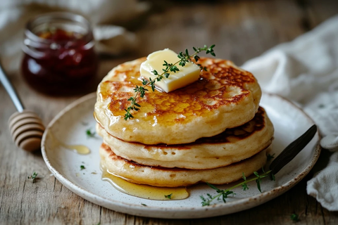 蜂蜜黄油面包片甜点摆盘