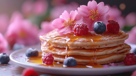 红莓蓝莓蜂蜜黄油松饼