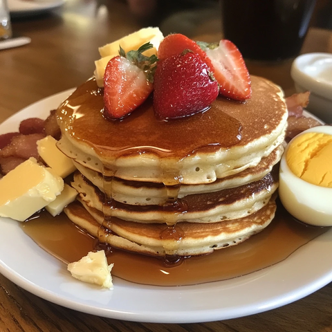 早餐配枫糖浆黄油水果