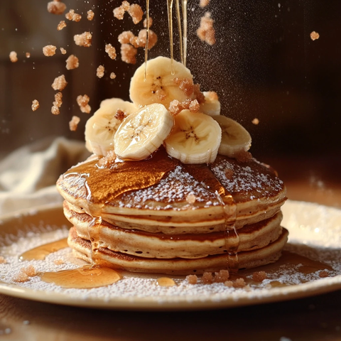 香蕉煎饼与棕糖浆