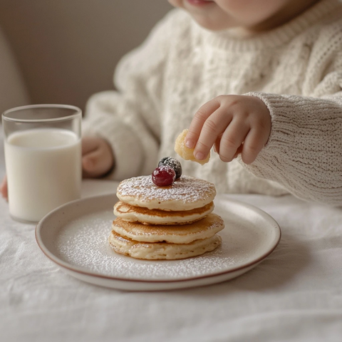 小孩手拿蓝莓场景