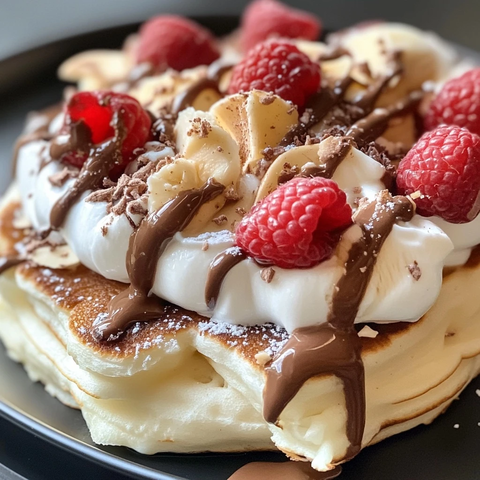 酸奶点缀薄饼细节特写