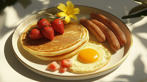 煎饼香肠鸡蛋草莓阳光早餐