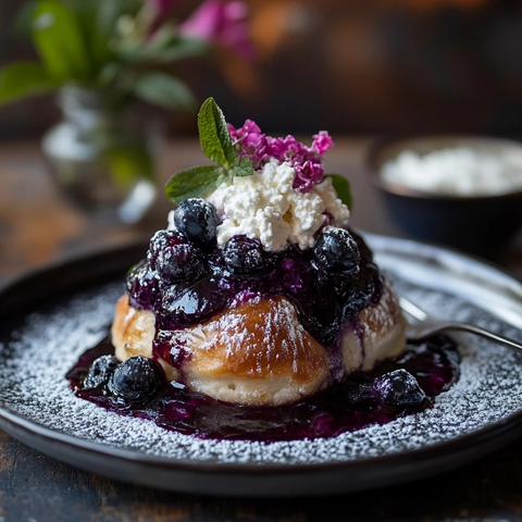 蓝莓饺子配奶酪