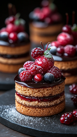 多款小蛋糕摆放展示