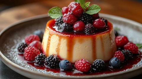 焦糖布丁配浆果酱