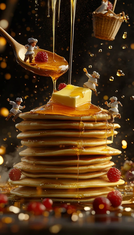 金箔薄饼与蜂蜜攀爬厨师