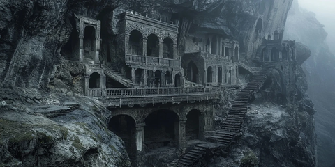 悬崖上的古老建筑奇观