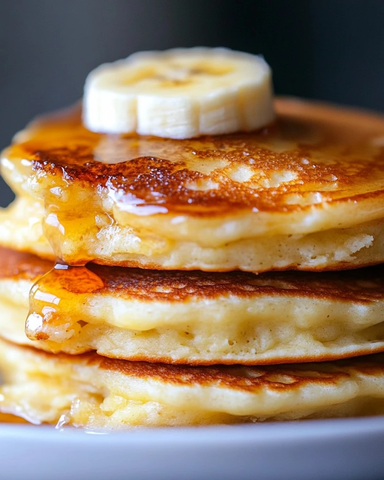 香蕉点缀的松软煎饼