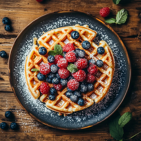 杏仁椰子粉华夫饼配浆果