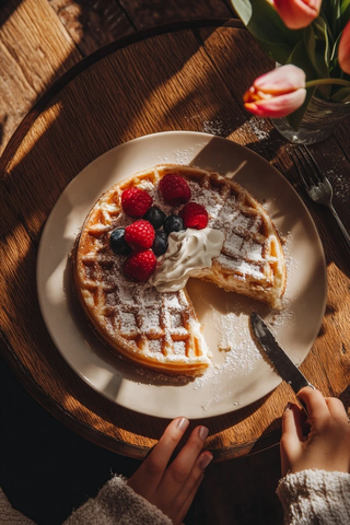 比利时华夫饼与水果奶油