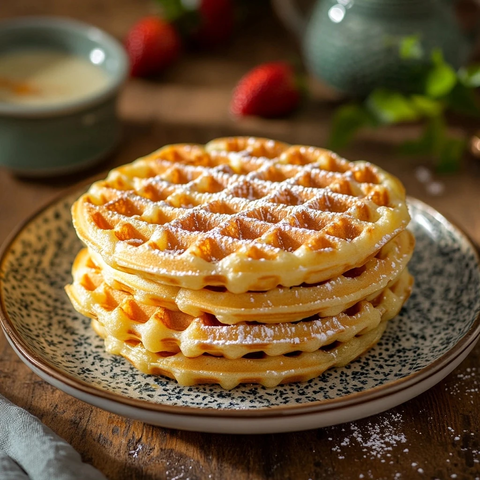 金色圆润脆皮松软华夫饼