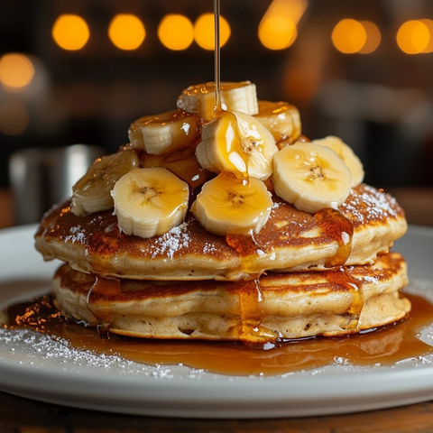 香蕉福斯特煎饼配焦糖黄油
