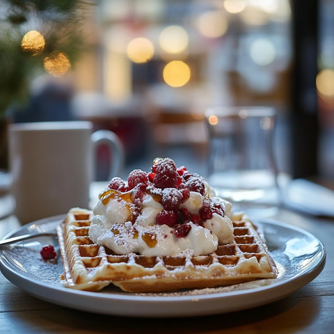 比利时华夫饼配现代氛围