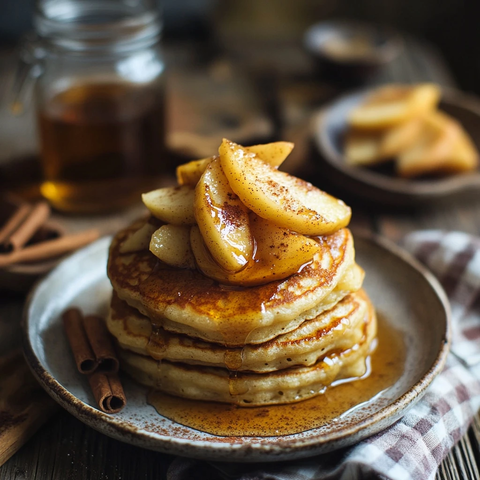 焦糖苹果煎饼与热茶
