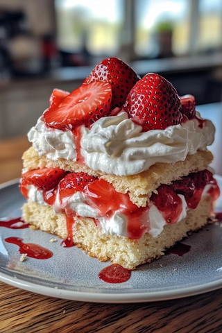 草莓短蛋糕搭配奶油饼干