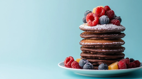 巧克力松饼水果糖霜堆叠