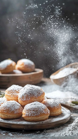 桌上糕点与面粉