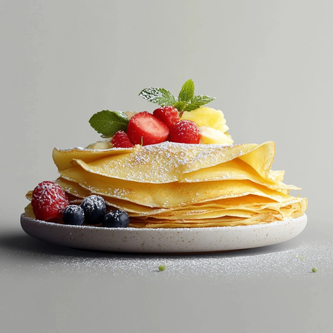 黄色薄饼早餐堆叠