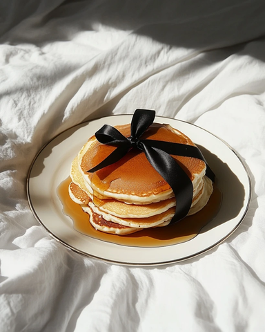 薄黑绸带裹香煎饼