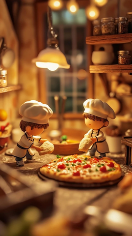 迷你厨师制作披萨