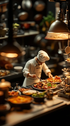 微型厨房制作美食