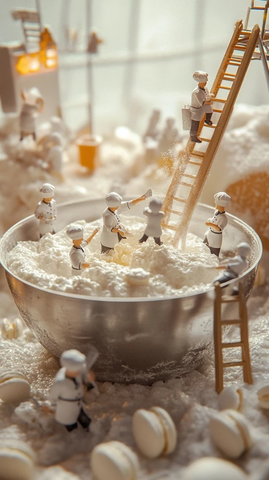 迷你厨师制作马卡龙面糊