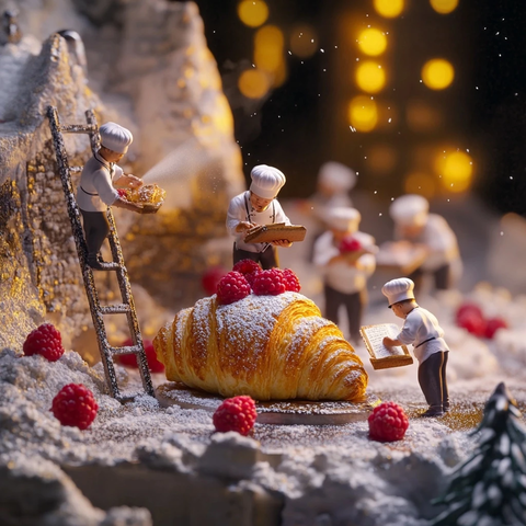 小厨师装饰牛角面包