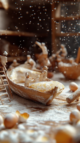 微型面包师制作船形面包