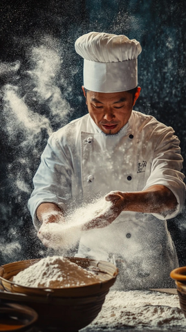男厨师面粉烹饪
