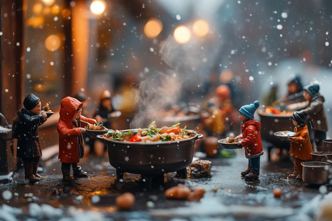 冬季热火锅与迷你人偶