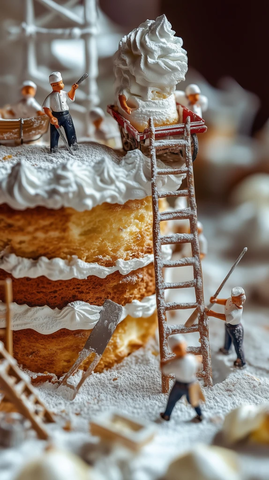 迷你糕点师搭建巨型海绵蛋糕