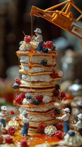 迷你厨师装饰巨型松软煎饼