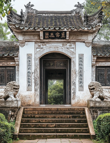 传统中式建筑道立亭的入口景象