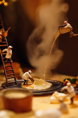 迷你厨师倒蒸汽升腾