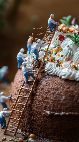 巨型蛋糕与微型甜点师