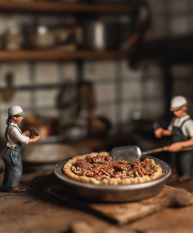 迷你工人制作酥软山核桃派饼干