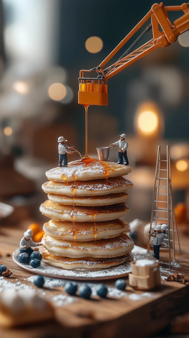 迷你厨师制作巨型松软煎饼