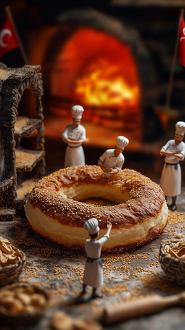 微型厨师烘焙芝麻圈面包