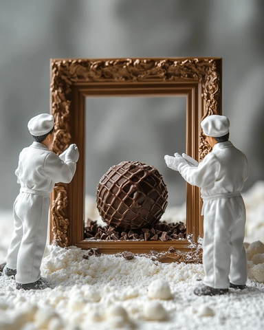 甜点师观察巧克力糖果