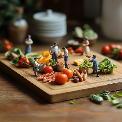 迷你人偶烹饪场景展示