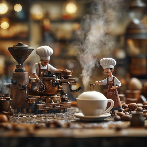 工人制作土耳其咖啡