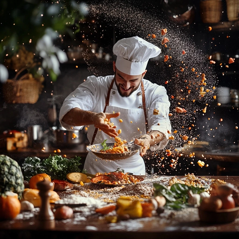 厨师搭配食材展示细节