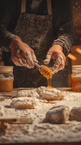 蜂蜜涂抹海面包木柜台明亮