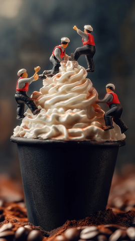 小咖啡师搭建纸杯咖啡