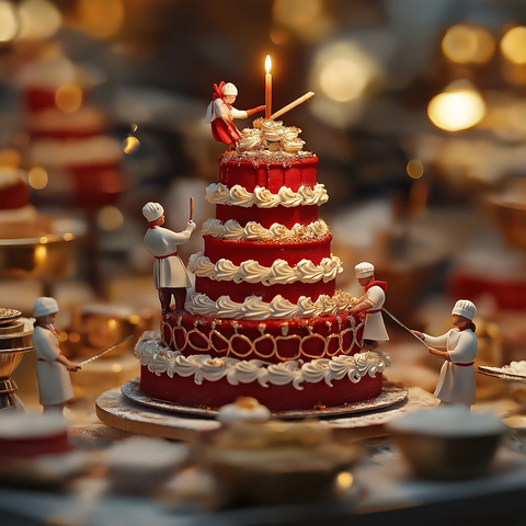 小巧蛋糕师制作巨型奶油蛋糕