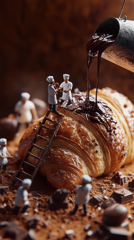 小巧厨师装饰巧克力可颂