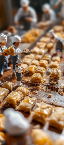 迷你工人制作传统甜点