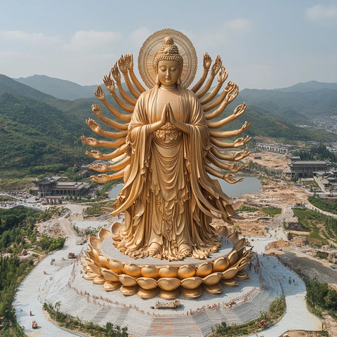 户外大型千手观音雕塑全景