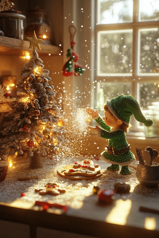 圣诞厨房小精灵撒糖姜饼人